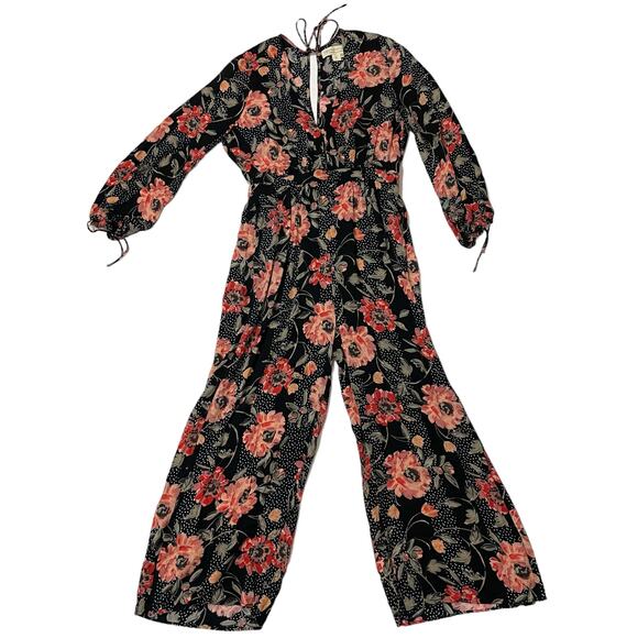 Saltwater LUXE Wide Leg Cropped Floral Jumpsuit - Black - Small - Picture 1 of 11